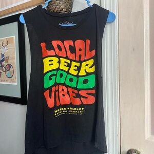 wicked barley Black Sleeveless Top with Colorful Text